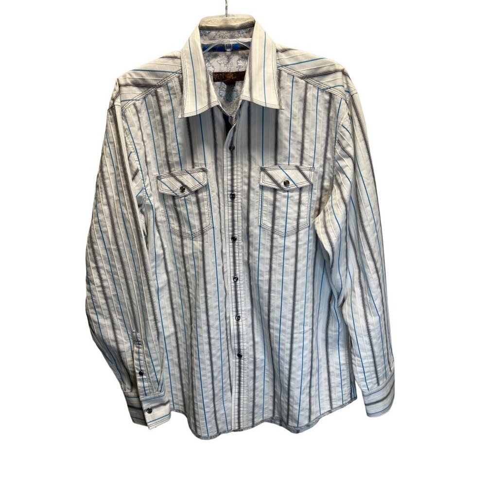 Blue Western Shirt Pearl snap size xL
